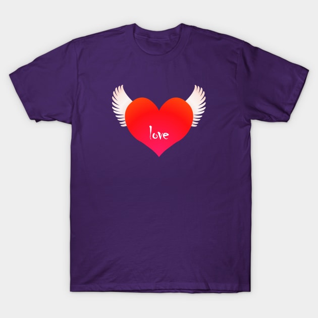 Love on Wings - Red T-Shirt by RawSunArt